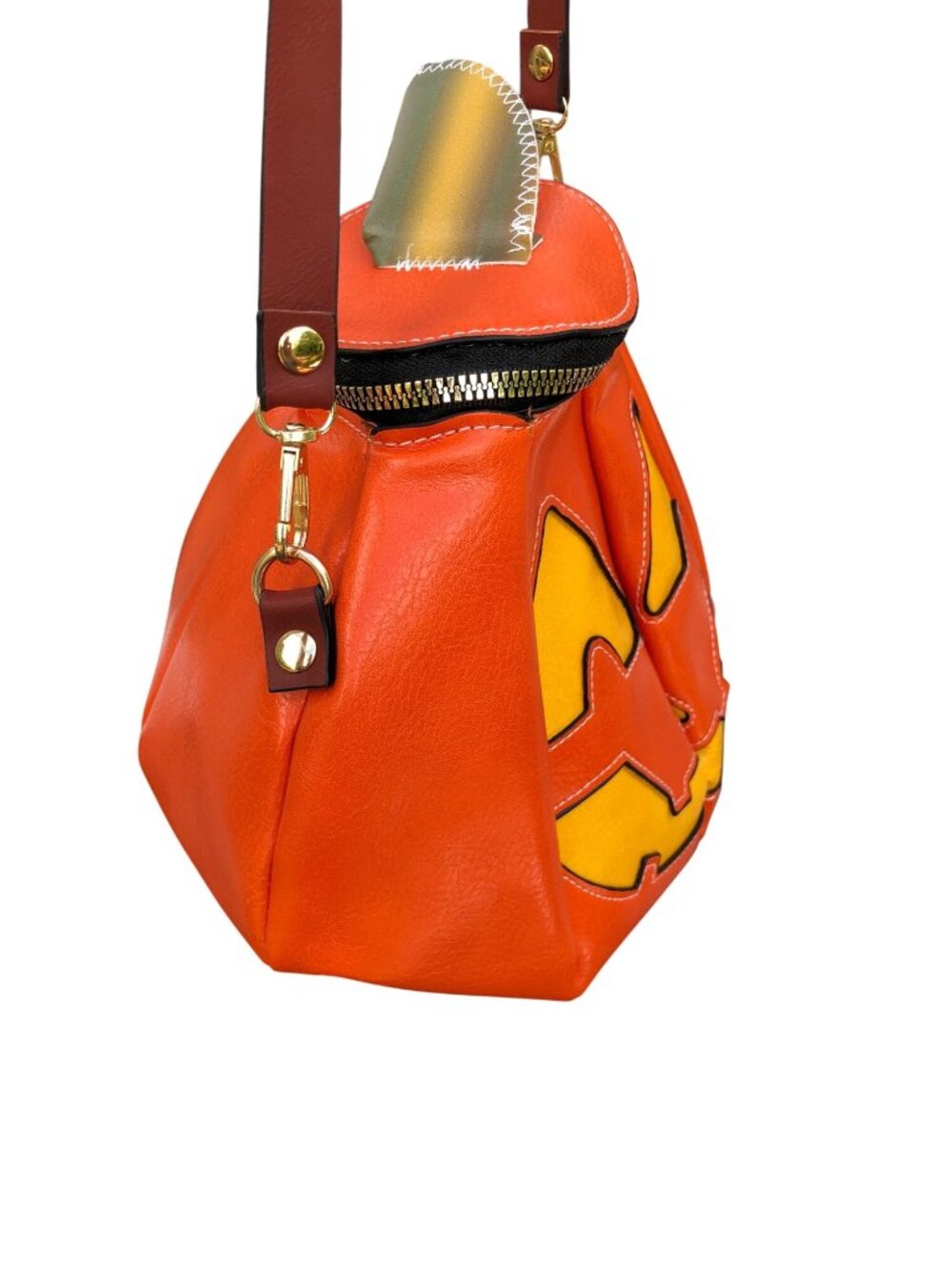 Mesa Dreams Pumpkin Crossbody Bag Faux Leather Adjtbl Strap Halloween Orange Yel - Picture 6 of 10